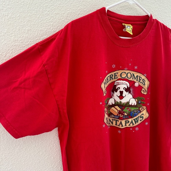 Big Dogs Santa Barbara HERE COMES SANTA PAWS Christmas T Shirt Sz 2XL - Picture 3 of 5